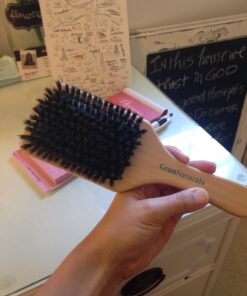 GranNaturals Boar Bristle Smoothing Hair Brush for Women and Men - Medium/Soft Bristles - Natural Wooden Large Flat Square Paddle Hairbrush for Fine, Thin, Straight, Long, or Short Hair 32 718Fijk6JqL