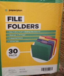 Colored File Folders - Colored Folders - Colored File Folders Letter Size - File Folders - File Folders Letter Size - Color File Folders - Color Folders - (30 Pack, 8.5 x 11", 1/3 Cut Tabs, 5 Colors) 30 Pack 24 718GMla7QRL