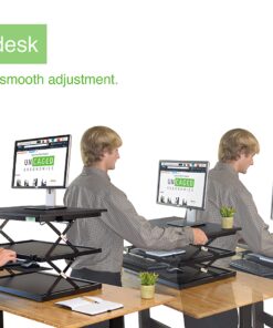 CHANGEdesk Tall Ergonomic Standing Desk Converter for Laptops Single Monitors Adjustable Height Desktop sit Stand up Riser with Keyboard Tray Affordable Compact Small Computer Workstation Black 16 718GWaMr9L