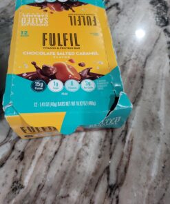FULFIL Vitamin and Protein Bars, Chocolate Salted Caramel, Snack Sized Bar with 15g Protein and 8 Vitamins Including Vitamin C, 12 Counts 12 Count (Pack of 1) 22 718GeBm8n3L