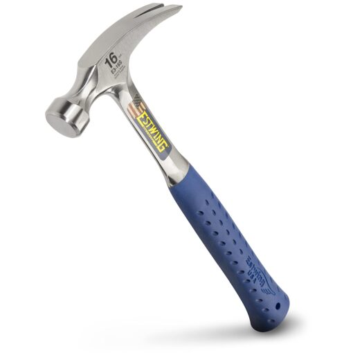 ESTWING Hammer - 16 oz Straight Rip Claw with Smooth Face & Shock Reduction Grip - E3-16S 16 oz (Ounces)