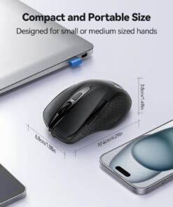 TECKNET Wireless Mouse, 2.4G Ergonomic Optical Mouse, Computer Mouse for Laptop, PC, Computer, Chromebook, Notebook, 6 Buttons, 24 Months Battery Life, 2600 DPI, 5 Adjustment Levels 23 718GnuG7uEL
