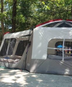 Wenzel Klondike 8 Person Water Resistant Tent with Convertible Screen Room for Family Camping Grey/Taupe 81 718HUNCSXAL