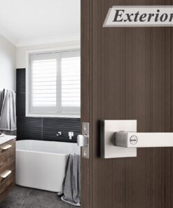 Probrico Square Satin Nickel Bedroom and Bathroom Privacy Door Levers Lockset Keyless Door Locks Handles, Pack of 10 10 Pack Brushed Nickel 13 718HVXemtrL