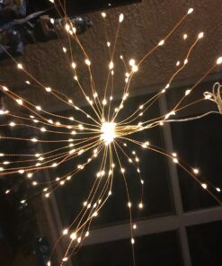 200LED Hanging Sphere Lights, Battery Operated Starburst Lights, 8 Modes Dimmable Remote Control, Waterproof Fairy Lights, Copper Wire Lights, Indoors Outdoors Christmas Decoration (Warm White) 1 Pack Warm White 35 718IA9aaRgL