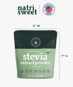 NatriSweet Stevia Powder, 4 oz, Pure Stevia Sweetener with No Additives, No Fillers, Zero Carbs, Zero Calorie, Organic Stevia Powder For Sugar Substitute, 300 Times Sweeter Than Sugar, 800+ Servings 28 718IK3q7ewL