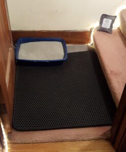 JUMBO SIZE Size Cat Litter Trapper by iPrimio - EZ Clean (Black) - 32 inches by 30 inches Exclusive Water Proof Layer and Puppy Pad Option. Patent Pending. (Sticker Label Peels Off) 32x30 - Black 40 718ILsWwrpL