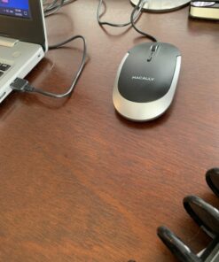 Macally Silent Wired Mouse - Slim & Compact USB Mouse for Apple Mac or Windows PC Laptop/Desktop - Designed with Optical Sensor & DPI Switch - Simple & Comfortable Wired Computer Mouse (Space Gray) Black with Space Gray Trim 28 718JoWOmjML