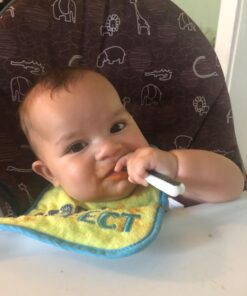 NumNum Baby Spoons Set, Pre-Spoon GOOtensils for Kids Aged 6+ Months - First Stage, Baby Led Weaning (BLW) Teething Spoon - Self Feeding, Silicone Toddler Food Utensils - 2 Spoons, Gray/Green Storm Gray/Glacier Green 39 718L9gUYivL