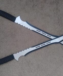 27" Overall Dual Full Tang Blade Ninja Machete Set Wrapped Handle Black & Silver 9 718Lb3kZgRL