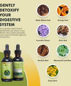 Go Nutrients Intestinal Edge Gut Detox Cleanse for Humans: Enhance Digestive Health, Boost Energy, Clear Skin with Black Walnut, Wormwood, Clove & Gentian Root for Adults & Kids 2oz Liquid Drops 24 718LtR5v3AL
