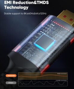 Snowkids 10K 8K HDMI 2.1 Cable 10FT 2-Pack, 48Gbps Certified High Speed HDMI® Braided Cord (8K@60Hz, 4K@120Hz) HDCP 2.2&2.3, DTS:X, eARC,HDR10, Dynamic HDR, Compatible with Roku TV/HDTV/PS5/Blu-ray 10 feet Red 18 718LwldvNYL