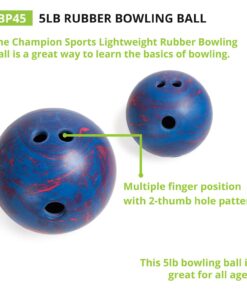 Champion Sports Rubber Bowling Ball: Lightweight Soft Ball for Training & Kids Games 10 718MixbGWL
