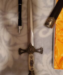 Whetstone Cutlery Medieval Double Edged Stainless Steel Dagger, Brass 39 718OSFjoPOL