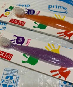 RADIUS Totz Toothbrush Extra Soft Brush BPA Free & ADA Accepted Designed for Delicate Teeth & Gums for Children 18 Months & Up - Blue Coral Yellow - Pack of 3 3 Count (Pack of 1) Blue/Coral/Yellow 31 718OV5eDl3L