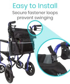 Vive XL Wheelchair Bag - Waterproof, Scratch-Resistant, Double-Stitched, Machine Washable Accessory for Adults, Seniors, 15 Colors - Storage Walker Backpack to Hang on Back of Wheel Chair Black 22 718Ox3PRzCL