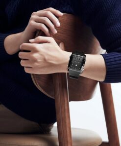 FANMIS Men's Rectangle Dial Sports Wrist Watches with 7 Colors Optional LED Backlight Multifunctional Alarm Stopwatch 12/24H Rubber Strap Watch Black 22 718PSm8aBgL