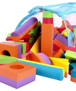 Click N' Play Foam Blocks, Soft Building Blocks and Stacking Block Toy Set For Toddlers| Perfect Bath Toys, 60 Count with Carry Tote | Great Gift for Toddler, Baby, Kids, Boy, and Girl Ages 1-3, 4-8 13 718PaZlyfVL