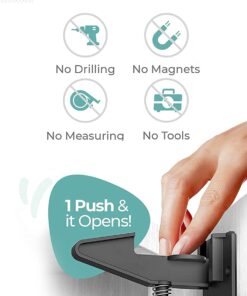 Child Locks for Cabinets and Drawers - 12 Pack - No Drill Baby Proofing Cabinets, Make Baby Safety Easy with Baby Cabinet Locks, These Cabinet Child Locks Secure Drawers, Cupboards, Cabinet in Seconds 12 Count (Pack of 1) 36 718RK0cdpJL