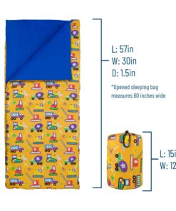Wildkin Kids Sleeping Bags for Boys and Girls, Measures 57 x 30 x 1.5 Inches, Cotton Blend Materials Sleeping Bag for Kids, Ideal for Parties, Camping & Overnight Travel (Under Construction) Under Construction 13 718SRVQrTEL