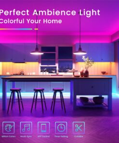 TJOY 50ft Bluetooth LED Strip Lights, Music Sync 5050 LED Light Strip RGB Color Changing LED Lights Strip with Phone Remote, LED Lights for Bedroom Kitchen TV Party TIKTOK DIY (APP+Remote +Mic) 19 718Si8EvEL