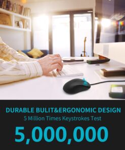 Rapoo Silent Wired Mouse, 1000 DPI 5ft Cord Quiet Button Optical Computer Mouse, Left Right Hand Use, for Laptop Chromebook Mac Notebook, Matte Black 16 718SnL5srEL