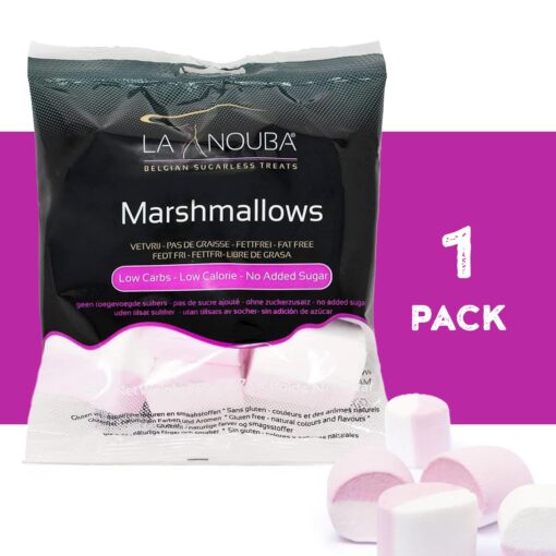 La Nouba Sugar-Free Marshmallows – 2.7 oz. Pack – Low Calorie, Low Carb, Fat-Free and Gluten Free Snack – Traditional Delicious Taste – All Natural and Healthy Marshmallows