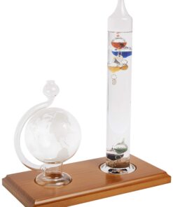 AcuRite 00795A2 Galileo Thermometer with Glass Globe Barometer, Barometer Set, Glass/Wood 29 718TTrDDoGL