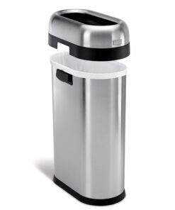 Alternative view of simplehuman 50 Liter / 13.2 Gallon Slim Open Top Trash Can, Commercial Grade Heavy Gauge Brushed Stainless Steel 50 Liter Slim