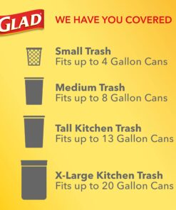 Glad Tall Kitchen Protection Series Drawstring Trash Bags -13 Gallon Grey Trash Bag - 90 Count 90 Count (Pack of 1) 39 718U7H1b1dL