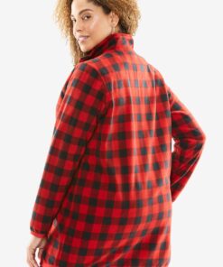 Woman Within Plus Size Zip-Front Microfleece Jacket | Long Oversized Fleece XX-Large Plus Evening Blue Marled 8 718UQDK5bML