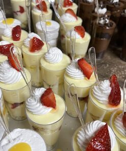 DLux 50 x 3 oz Mini Dessert Cups with Spoons, Shooter - Clear Plastic Parfait Appetizer Cup - Small Reusable Shot Glass for Tasting Party Shooters Desserts Appetizers - With Recipe Ebook 50 cups + 50 spoons 41 718VurMoCGL