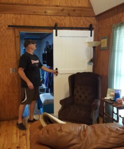 TMS 6.6 FT Country Dark Coffee Steel Sliding Barn Wood Door Hardware Antique 6.6 FT (79") 36 718WsACrKL