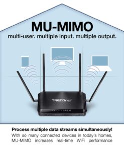 TRENDnet AC2600 MU-MIMO Wireless Gigabit Router, Increase WiFi Performance, WiFi Guest Network, Gaming-Internet-Home Router, Beamforming, 4K streaming, Quad Stream, Dual Band Router, Black, TEW-827DRU 16 718WzypCSWL