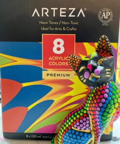 ARTEZA Metallic Acrylic Paint, Set of 36 Colors, 0.74 oz/22 ml Tubes with Storage Box, Rich Pigments, Non Fading, Non Toxic Paints for Artist & Hobby Painters, Art Supplies for Canvas Painting 36 x 22ml (0.74 fl oz) Metallic 28 718XR7Gz8uL 1