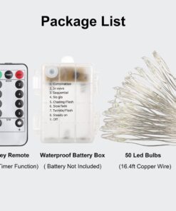 GDEALER 4 Pack 16.4 Feet 50 Led Fairy Lights Battery Operated with Remote Control Timer Waterproof Copper Wire Twinkle String Lights for Bedroom Indoor Outdoor Wedding Dorm Decor Cool White Cool Whtie 29 718XfdpZAZL