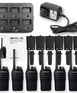 Retevis RT21 2 Way Radio Long Range, Walkie Talkies for Adults, Heavy Duty Rechargeable Two Way Radios with Six-Way Charger, for Manufacturing Education(6 Pack) with 1100mAh battery 15 718Y0CKoruS