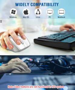 E-YOOSO Wireless Mouse, Computer Mouse 18 Months Battery Life Cordless Mouse, 5-Level 4800 DPI, 6 Button Ergo Wireless Mice, 2.4G Portable USB Wireless Mouse for Laptop, Mac, Chromebook (White Gray) White Gray 13 718YkRgZiXL