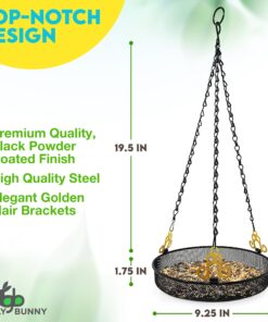 Hanging Bird Feeder Tray with Strong Double-Loop Hanging Chains Steel Hanging Platform Bird Feeder Dish 9.25 Inch (Dia) with 19 Inch Chains, Gifts for Mom, for Women 1 Pack Round 20 718YtyFKTmL