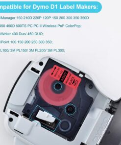 NineLeaf 6 Pack Compatible Label Tape Replacement for Dymo D1 Label Tape 12mm 45013 45010 45016 45017 45018 45019, 1/2 Inch D1 Label Cassette Use for Dymo LabelManager 160 280 360D 210D 450 COLORPOP 11 718Z7tfyPfL