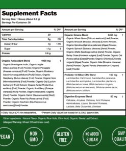 NutraChamps Super Greens Powder Premium Superfood | 20+ Organic Green Veggie Whole Foods | Wheat Grass, Spirulina, Chlorella & More | Antioxidant, Digestive Enzyme & Probiotic Blends 9 Ounce (Pack of 1) 19 718ZoG6Lj4L