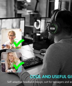FIODIO Gaming Headset with Surround Sound Stereo for Xbox One PC Switch Tablet, Noise Cancelling Over Ear Headphones with Mic LED Light 17 718ZoeKCPmS