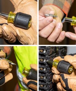 Klein Tools 32561 Multi-Bit Screwdriver / Nut Driver, 6-in-1 Stubby Screwdriver with 2 Phillips, 2 Slotted Bits, 2 Nut Drivers 29 718aJjSc37L