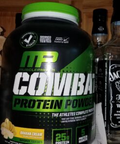 MusclePharm Combat Protein Powder, Banana Cream - 4 lb - Gluten Free - 52 Servings 4 Pound (Pack of 1) 19 718aY87zVqL