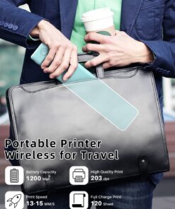 Phomemo M08F Portable Printer, 8.5'' x 11'' US Letter Mobile Compact Printer, Bluetooth Thermal Printer for Study, DIY Creation, Travel, List, Home, Gift, School, Office, Cyan Green & White 29 718aZ ZU5LL