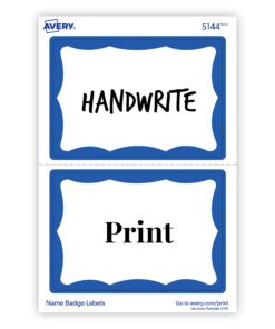 Avery Name Tags, White with Blue Border, 100 Removable Name Badges (05144) 1 18 718cfrnlDVL