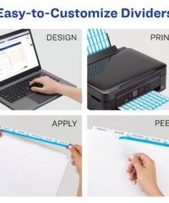 Avery 5 Tab Extra-Wide Dividers for 3 Ring Binder, Perfect for Use with Sheet Protectors, Easy Print & Apply Clear Label Strip, Index Maker Customizable White Tabs, 5 Sets (11440) One Size 10 718ct1gKCJL