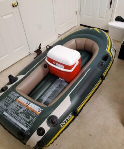 INTEX 68347EP Seahawk 2 Inflatable Boat Set: Includes Deluxe 48in Aluminum Oars and High-Output-Pump – SuperStrong PVC – Fishing Rod Holders – 2-Person – 520lb Weight Capacity 41 718d0NPSlrL 1