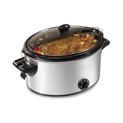 Slow Cooker, 6 Quart Capacity, Lid Lock, Serves 7+, Removable Crock (Color : Silver)