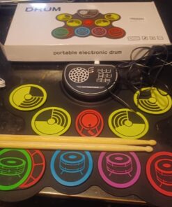 Miortior Electronic Drum Set, 10 Pads Roll-up Drum Practice Pad with Drum Pedals & Drum Sticks, Portable Drum Pad Machine Built-in Speaker with Headphone Jack, Great Christmas & Birthday Gift for Kids 30 718dRevgvbL